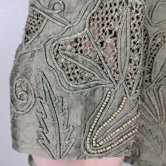 Vintage Sandy Starkman Olive Green Embroidered/Embellished Cropped Jacket Sz. S - Picture 4 of 11